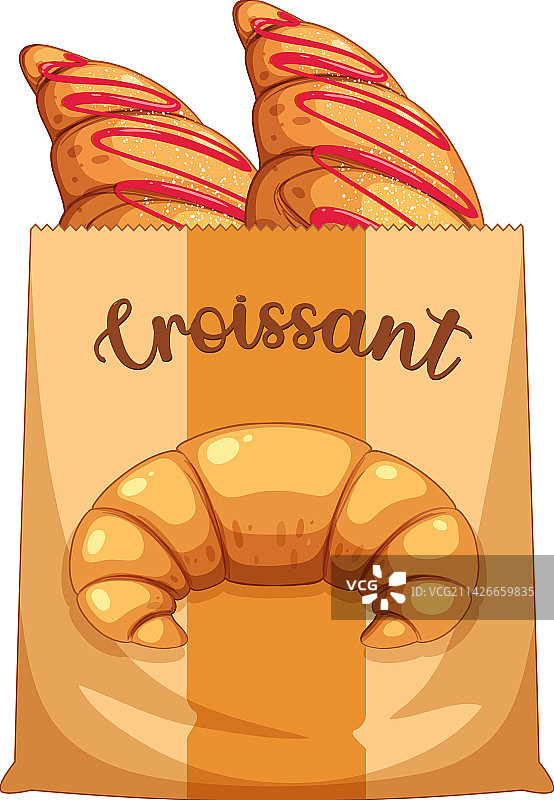 纸袋里的牛角面包图片素材