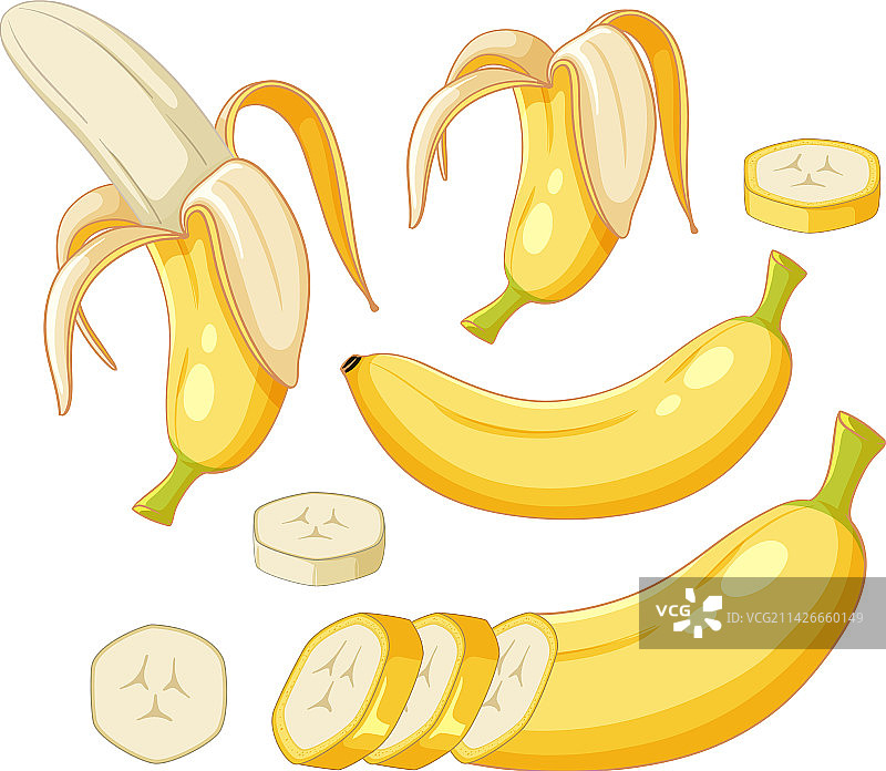完整和切片的成熟香蕉图片素材