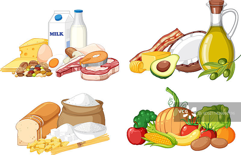 主要食物类别的宏量营养素图片素材