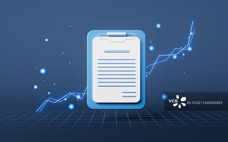 金融曲线与报表3D渲染图片素材