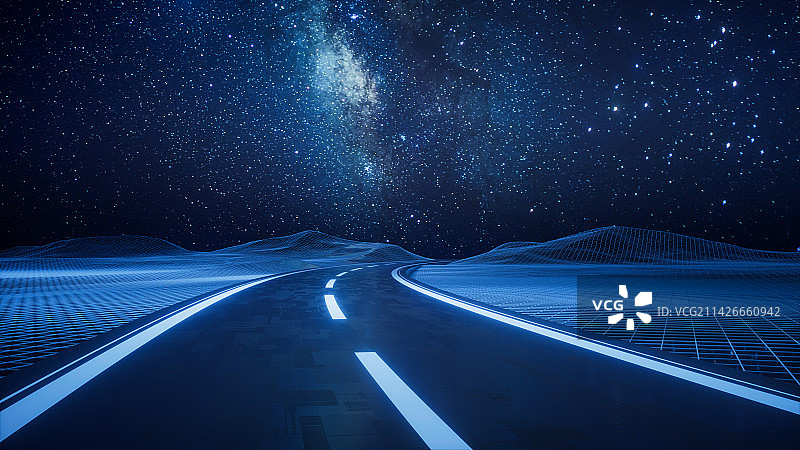 道路与数字空间3D渲染图片素材