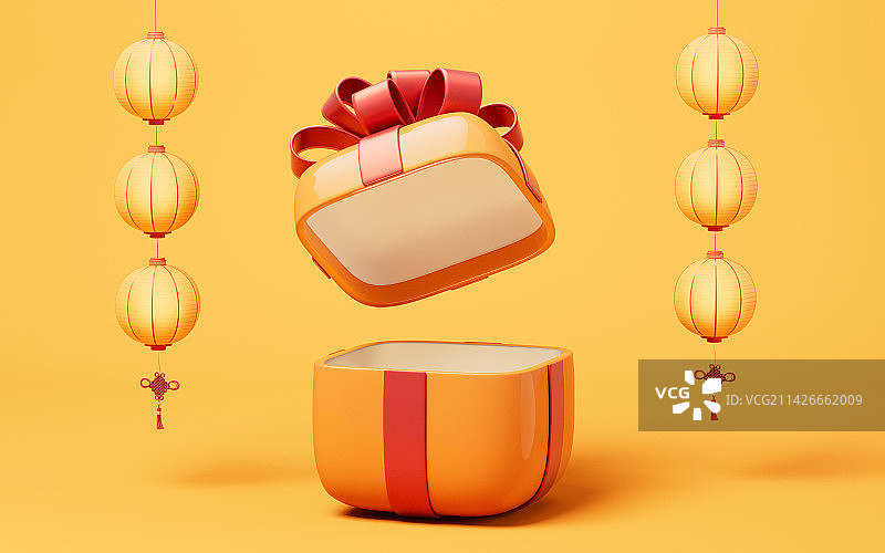 卡通风格礼物盒子3D渲染图片素材