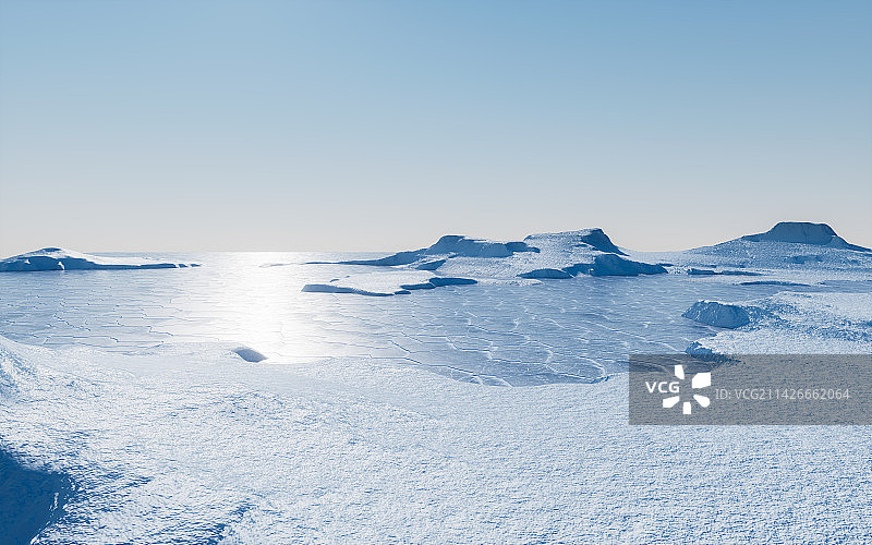 寒冷裂开的冰面背景3D渲染图片素材
