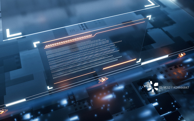 科技感显示屏与网络空间3D渲染图片素材