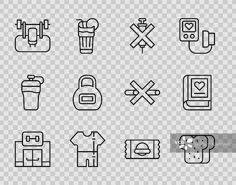 健身房建筑面包吐司无兴奋剂线条组合图片素材