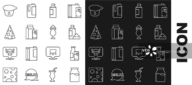 牛奶瓶与搅打玻璃杯线条组合图片素材