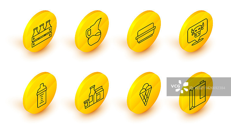 线条图标：开菲尔和纸包装冰淇淋图片素材