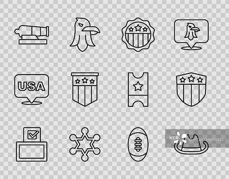 线条投票箱、西部牛仔帽、美国图片素材