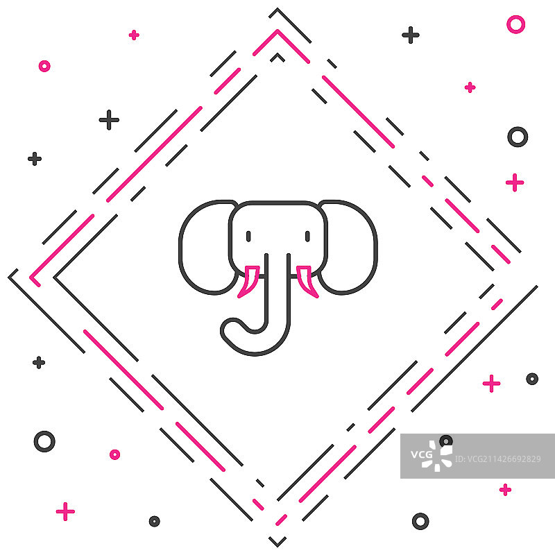 线条大象图标 白色背景图片素材