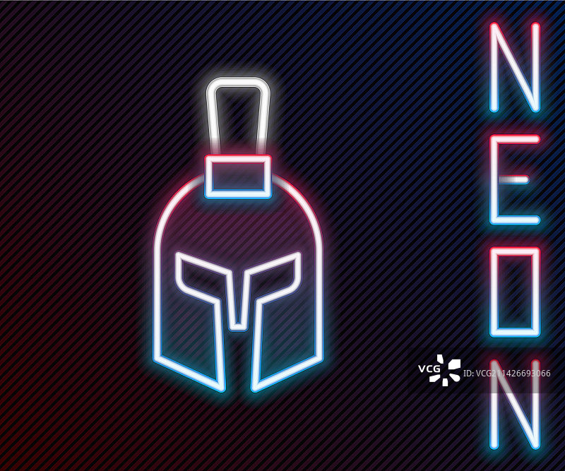 发光的霓虹灯线条希腊头盔图标图片素材