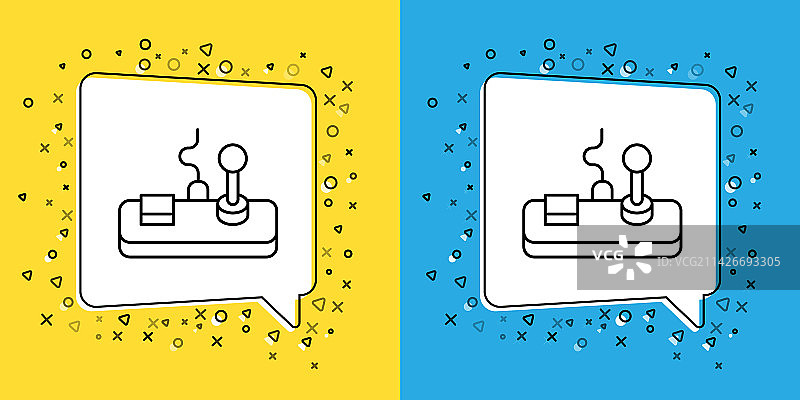 黄色和蓝色背景上的游戏手柄图标图片素材