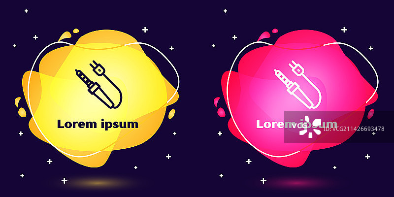 蓝色背景上的线性电烙铁图标图片素材