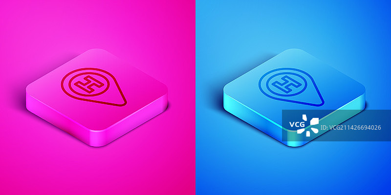 2.5D线条直升机停机坪图标图片素材