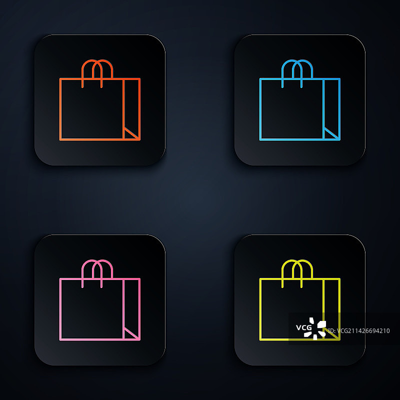 彩色霓虹灯珠宝购物袋图标图片素材