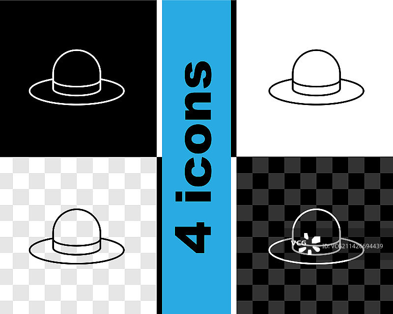 带丝带的男士帽子线条图标图片素材