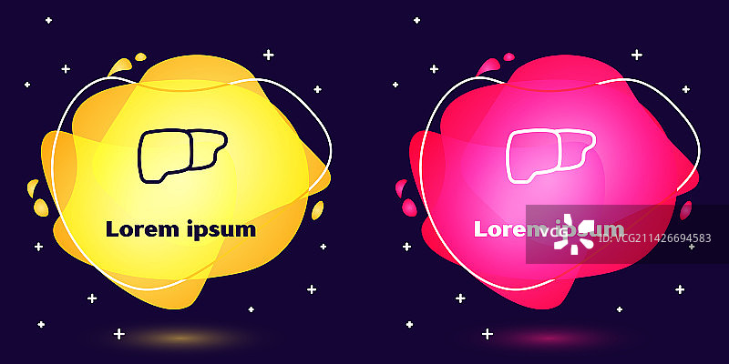 蓝色背景上的人体肝脏图标图片素材