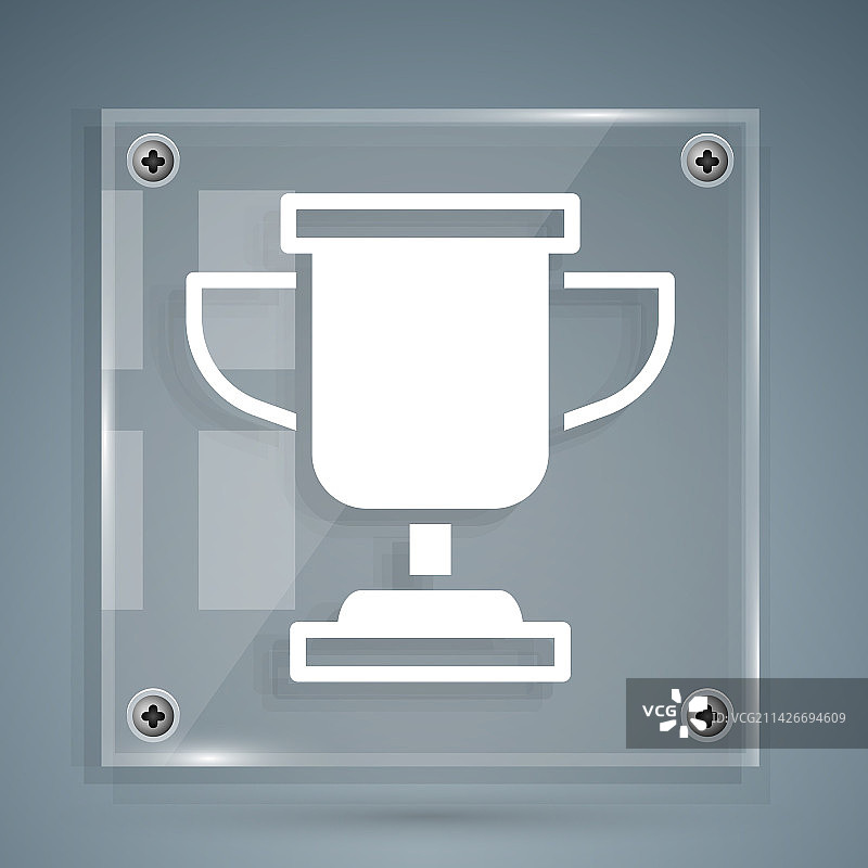 灰色背景上的白色奖杯图标图片素材