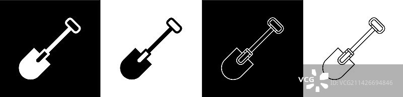 黑色和白色背景上的铲子图标图片素材