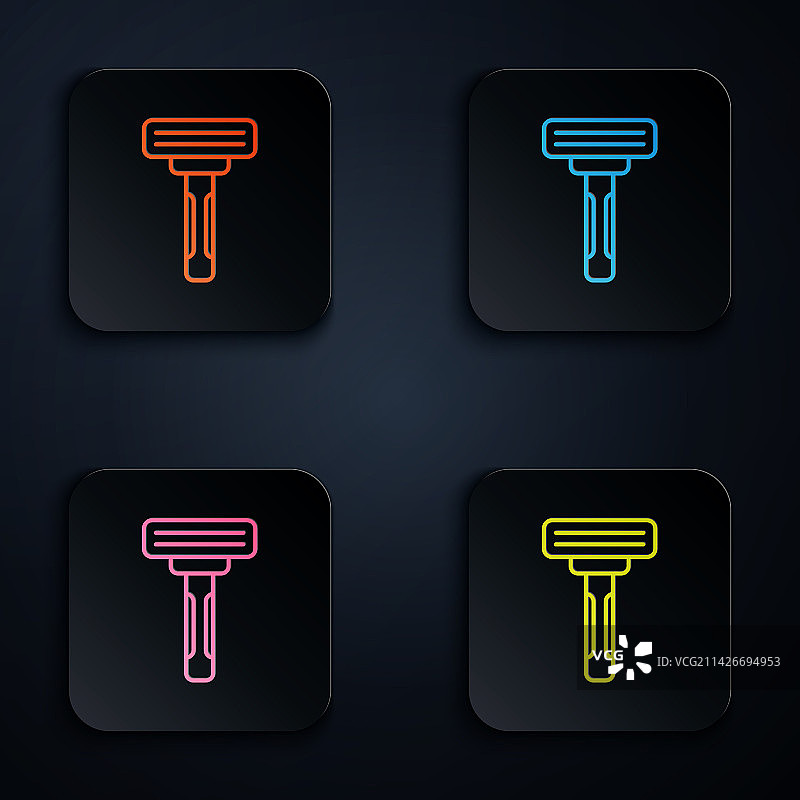 彩色霓虹灯线条剃须刀图标图片素材