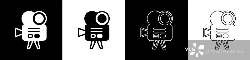 复古电影摄影机黑色图标图片素材