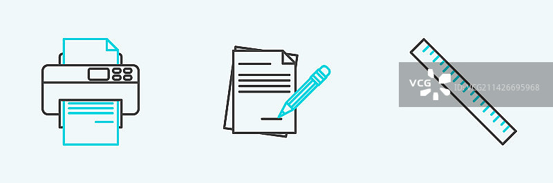 尺子打印机空白笔记本套装banner图片素材