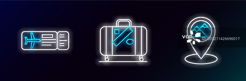 线性地图指针，含山脉机票图片素材