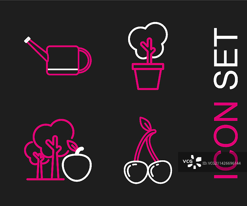 盆栽樱桃树苹果组合图片素材