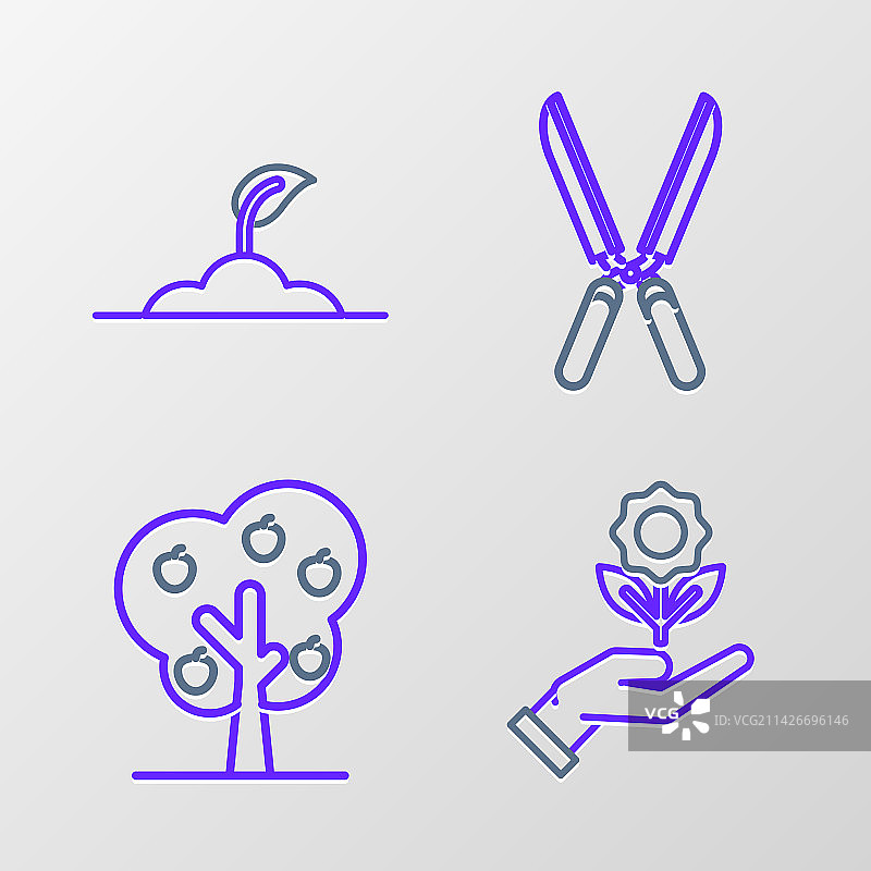 手捧鲜花树与苹果图片素材