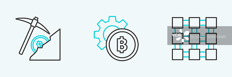 区块链技术与加密货币线条组合图片素材