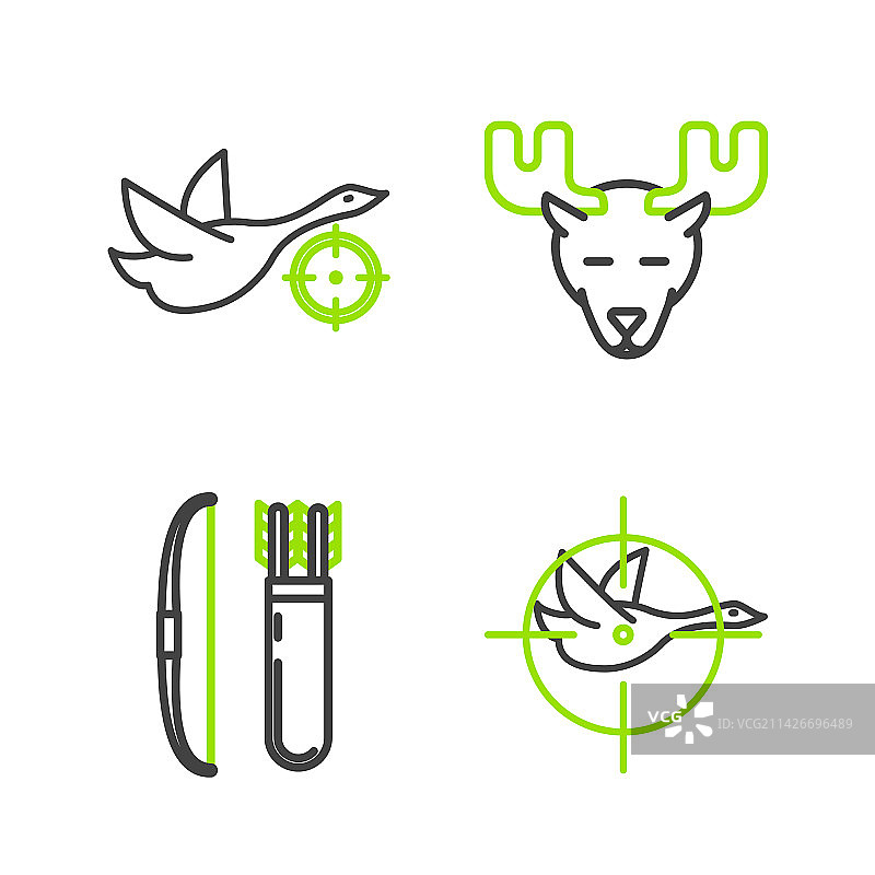 带十字准星弓箭猎鸭组合图片素材