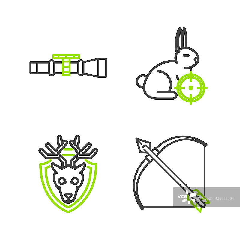 箭袋弓箭鹿头线条图片素材