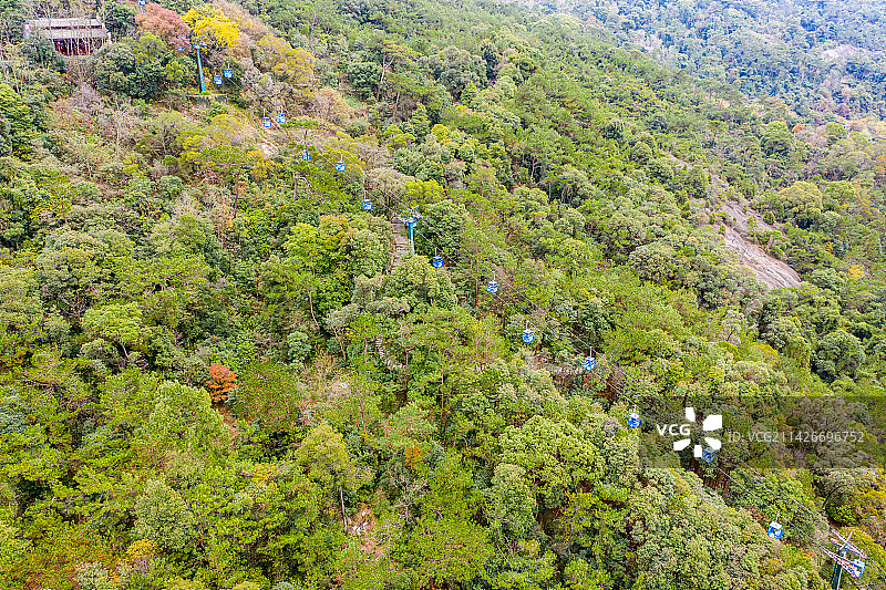 航拍福建福州鼓山风景区索道缆车图片素材