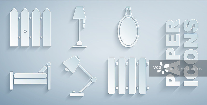 台灯镜子床暖气和散热器套装图片素材