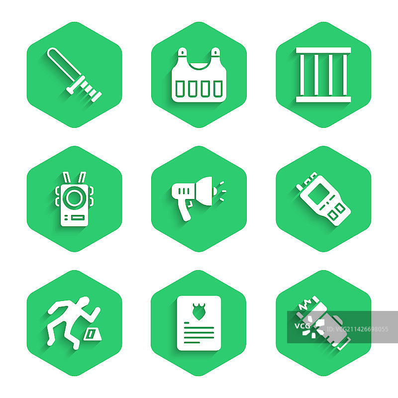 警察扩音器逮捕令套装图片素材