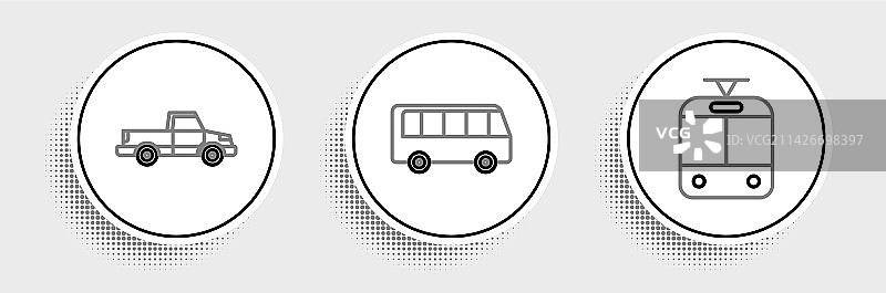 有轨电车、火车、皮卡和公交车图片素材