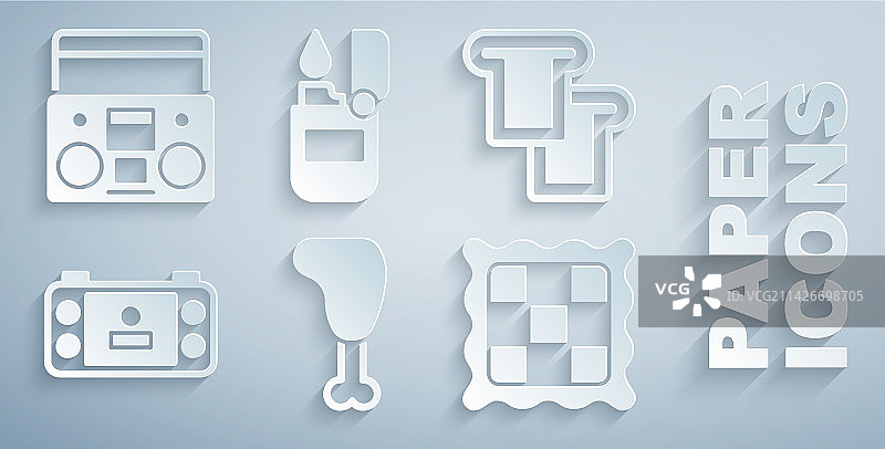 鸡腿、面包、吐司和掌上游戏机图片素材