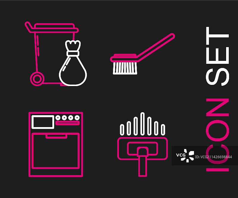 真空吸尘器洗衣机马桶刷线条图片素材