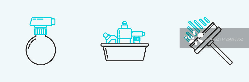 线条集：刮板与塑料清洁剂图片素材