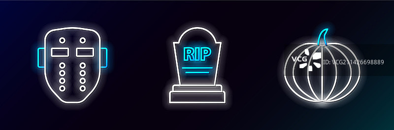南瓜、曲棍球面具和墓碑图片素材