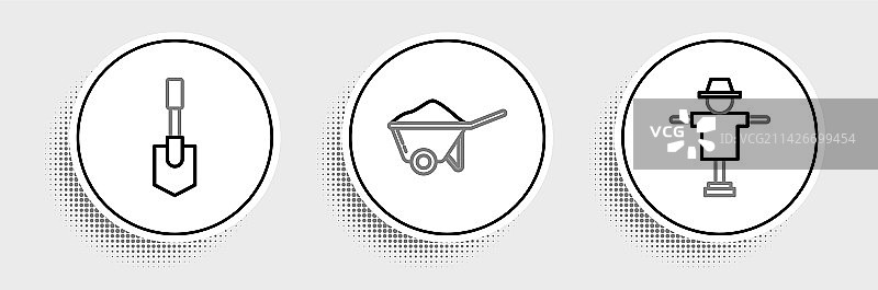 稻草人铲子手推车线条设计图片素材