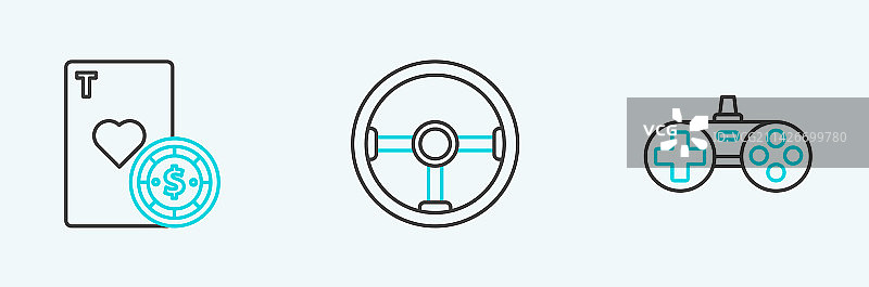 游戏手柄赌场筹码扑克牌组合图片素材