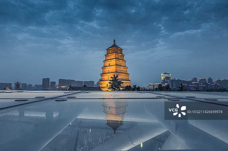 西安大雁塔城市夜景风光图片素材