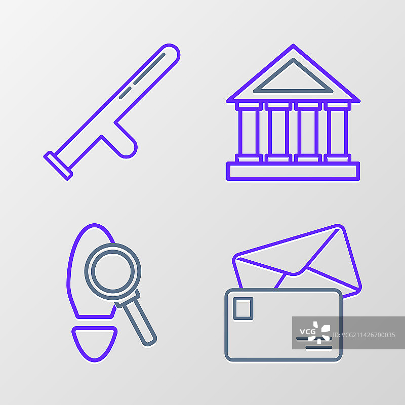 信封、放大镜与脚印等元素组合图片素材