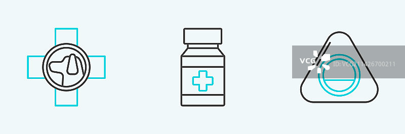 宠物床、兽医诊所标志和狗组合图片素材