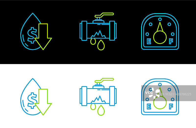 线条图案：马达、油量表、原油价格下跌图片素材