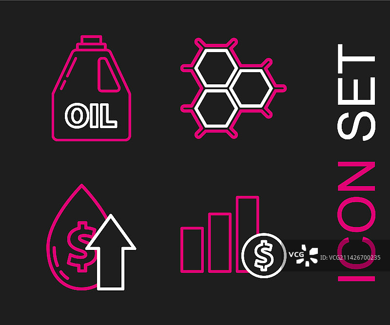 饼图信息图和美元油线条稿图片素材