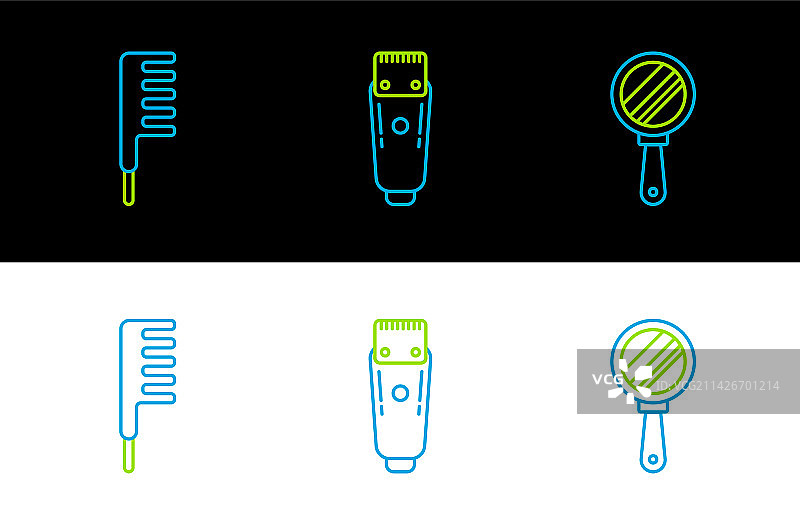 手持镜子、发刷和电气设备图片素材