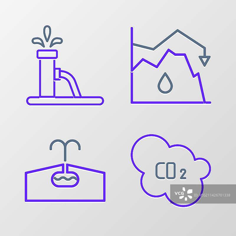 油田云朵二氧化碳排放线条合集图片素材
