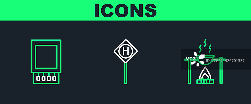 篝火与锅开放式火柴盒图片素材