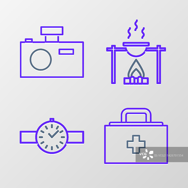 急救箱、手表、篝火等图标图片素材